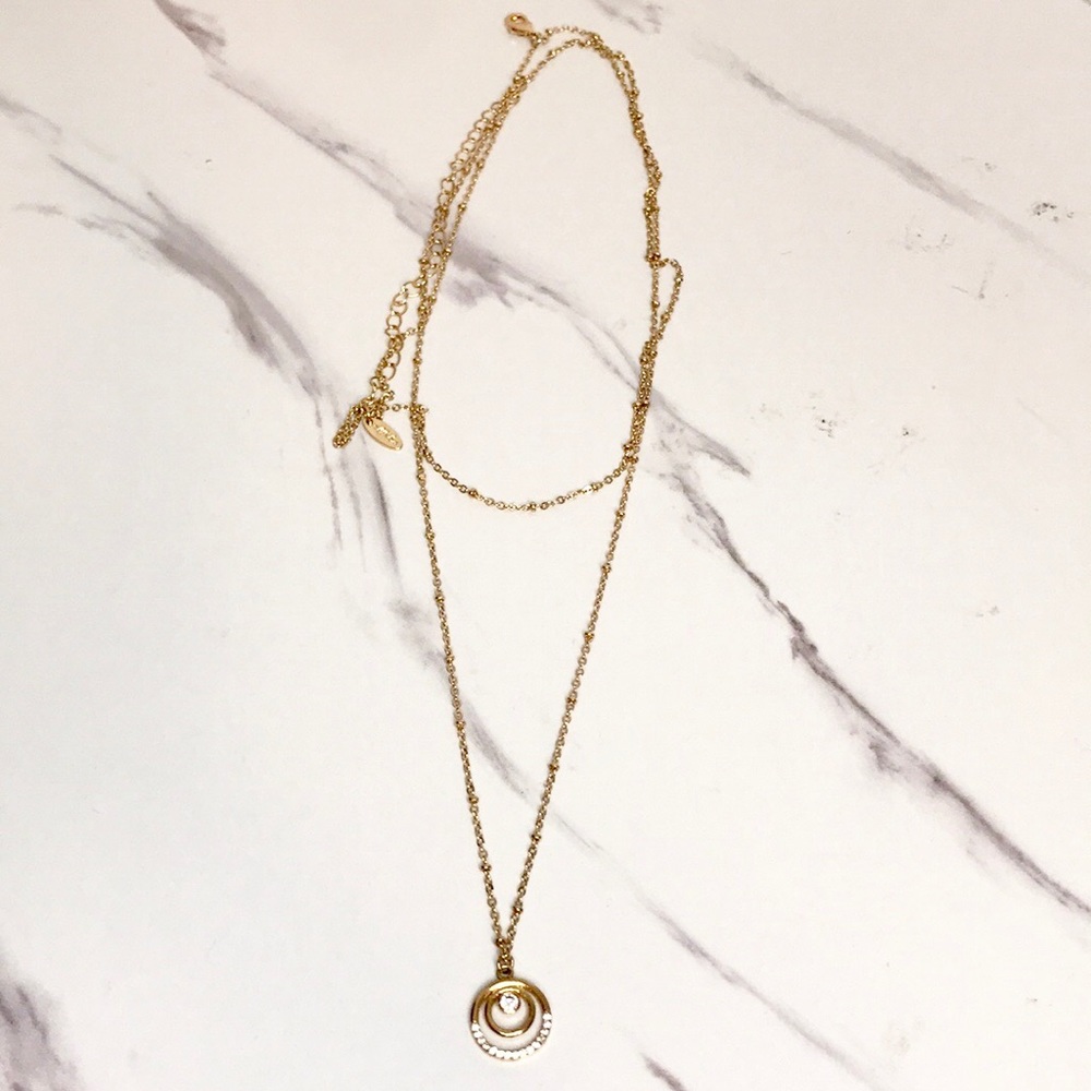 NEW Ettika double layer circle crystal necklace